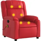 Syfax Sillón de masaje reclinable cuero sintético rojo