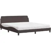 Syfax Cama con colchón Dover de tela marrón oscuro 180x200 cm