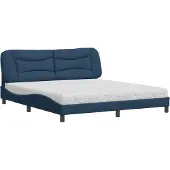 Syfax Cama con colchón Hvar de tela azul 180x200 cm