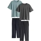 Next Pijama largo antracita / gris oscuro / jade / pino