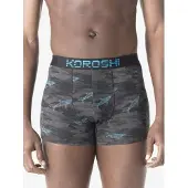 KOROSHI Calzoncillo boxer turquesa / gris / negro