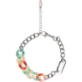 Usha Pulsera verde / coral / plata