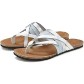 LASCANA Sandalias de dedo azul claro / plata / blanco