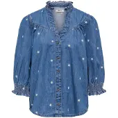 ONLY Blusa 'ONLRAYA DAISY' azul denim / amarillo / blanco