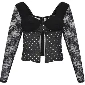 Mymo Blusa 'Party' negro / blanco