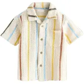 Next Camisa ecru / azul claro / marrón rojizo / amarillo