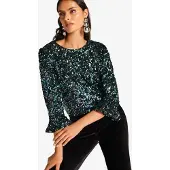 Love & roses Blusa azul oscuro / verde / lila / negro