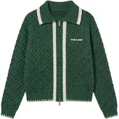 Pegador Cárdigan 'Bosa' verde oscuro / offwhite