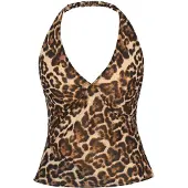 Faina Top 'Festive' camelo / marrón / negro