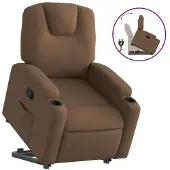Syfax Sillón reclinable elevable de tela marrón