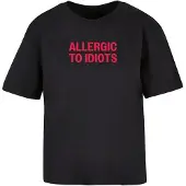 Miss Tee Camiseta 'Allergic To Idiots' rojo sangre / negro
