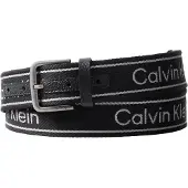 Calvin Klein Cinturón 'Rounded Buckle Logo Webbing' gris claro / negro