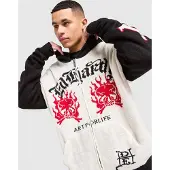 Ed Hardy Cárdigan '1971' marfil / rojo fuego / negro