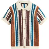 Next Cárdigan azul / marrón / naranja oscuro / blanco lana