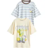 Next Camiseta de noche 'Hello Kitty' azul claro / amarillo / amarillo claro / oliva