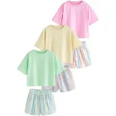 Next Pijama azul claro / amarillo claro / menta / rosa