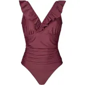 Crãs Traje de baño ' Agnecras ' rojo vino