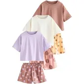 Next Pijama marrón castaño / amarillo oscuro / lavanda / blanco