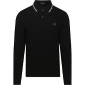 Fred perry para hombre. M3636 Polo Twin Tipped de manga larga negro (S), Casual, Algodón, outlet 2026.