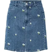 Pieces Falda Corta De Cintura Alta Flora Denim Emb