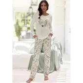LASCANA Pijama camelo / ecru / verde pastel / blanco