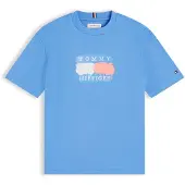Tommy Hilfiger Camiseta 'Flag Graffiti' azul / melón / blanco