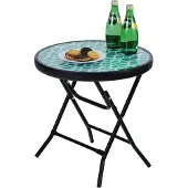 OEM Mesa extensible redonda de vidrio y metal para balcón