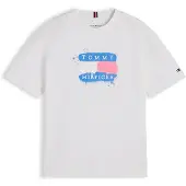 Tommy Hilfiger Camiseta 'Flag Graffiti' azul / naranja / blanco