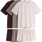 The Set Pijama 'Essentials' greige / ciruela / rosa claro