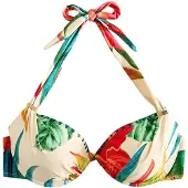 Next Top de bikini crema / petróleo / verde claro / rojo fuego