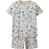 TWO SOON Pijama beige / azul moteado