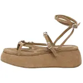 Desigual , Sandalia plataforma piel, Mujer, Cow Leather, MarróN, 41