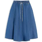 Tommy Hilfiger Falda 'Logo Relaxed Flared Midi' azul denim