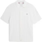 Tommy Hilfiger Cárdigan 'Relaxed Pointelle Short Sleeve With' blanco