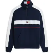 Tommy Hilfiger Sudadera 'Colour-blocked Quarter-zip Relaxed' azul oscuro / rojo / blanco