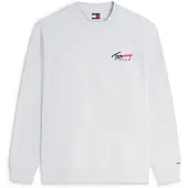Tommy Hilfiger Sudadera 'Signature Logo Sueded' navy / gris moteado / rojo