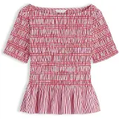 Tommy Hilfiger Blusa 'Smock Stripe Ruffle' antracita / rosa / rosa oscuro