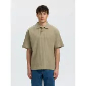 Selected Corte Relajado, Acanalado Polo Hombres Gris S