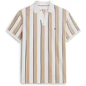 Tommy Hilfiger Camiseta 'Relaxed Fit Stripe Crepe' camelo / marfil / negro