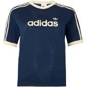 Adidas Originals Camiseta 'Linear' beige claro / azul oscuro