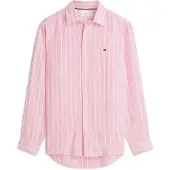 Tommy Hilfiger Camisa 'Regular Fit Textured Stripe Pure' rosa claro / blanco