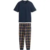 Next Pijama largo navy / marrón / blanco