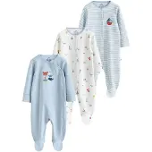 Next Pijama azul claro / amarillo / rojizo / blanco