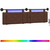 Syfax Cabecero colgante Con luz LED Marrón Cuero sintético