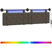Syfax Cabecero colgante Con luz LED Gris Cuero sintético