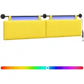 Syfax Cabecero colgante Con luz LED Amarillo Claro Tela de Pana