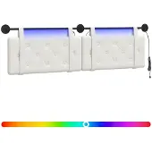 Syfax Cabecero colgante Con luz LED Blanco Cuero sintético