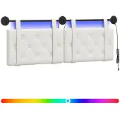 Syfax Cabecero colgante Con luz LED Blanco Cuero sintético