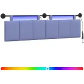 Syfax Cabecero colgante Con luz LED Azul jeans Tela