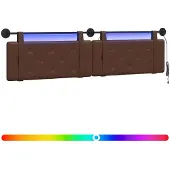 Syfax Cabecero colgante Con luz LED Marrón Cuero sintético